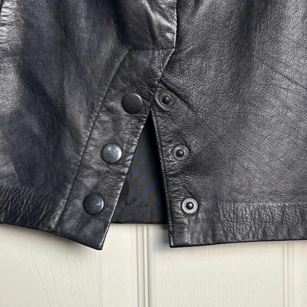 B.B. Dakota Leatherwear Women's Black Midi Skirt Button‎ Front Size 9/10